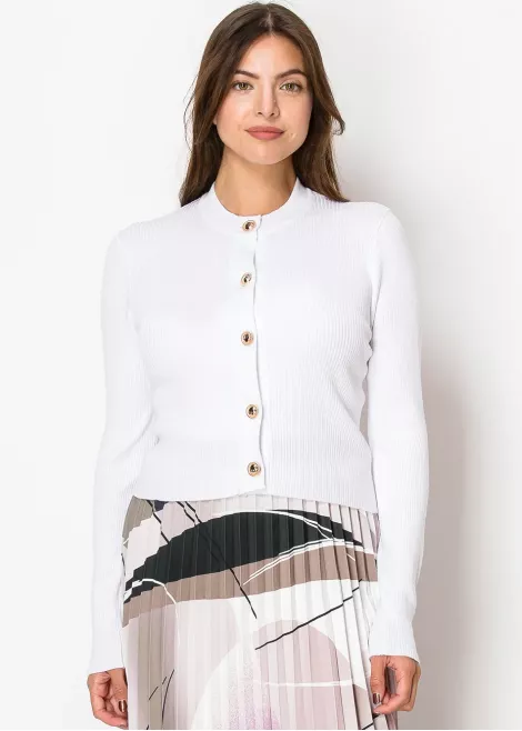 White Ribbed Button-Up Cardigan White Ribbed Button-Up Cardigan