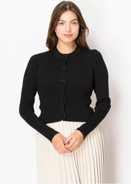 Black Ribbon Button Cardigan