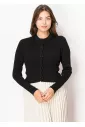 Black Ribbon Button Cardigan