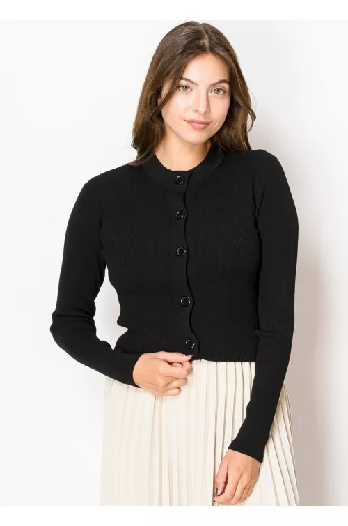 Black Ribbon Button Cardigan