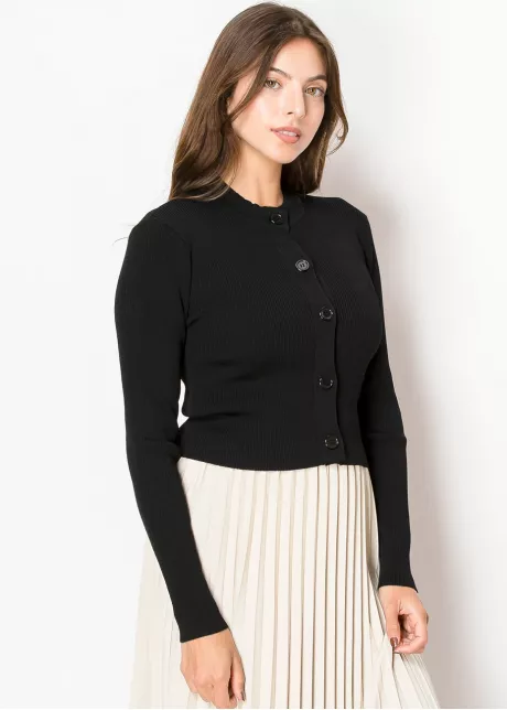 Black Ribbon Button Cardigan