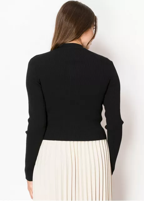 Black Ribbon Button Cardigan