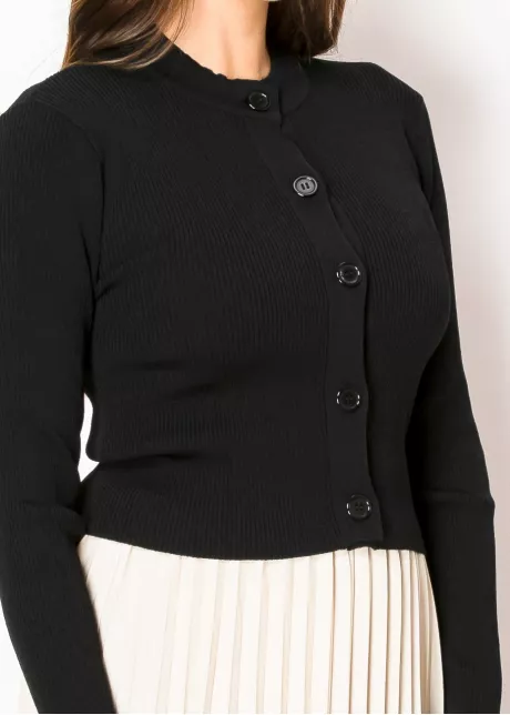 Black Ribbon Button Cardigan