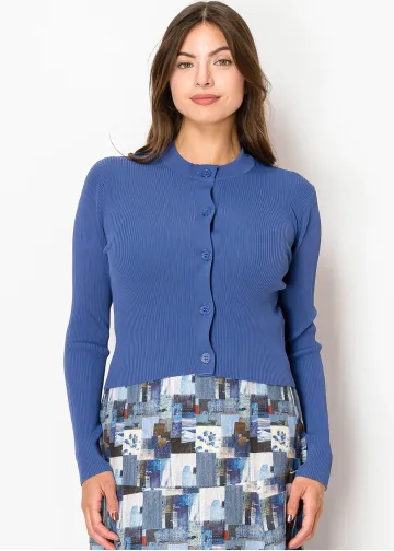 Sapphire Ribbed Button-Up Cardigan