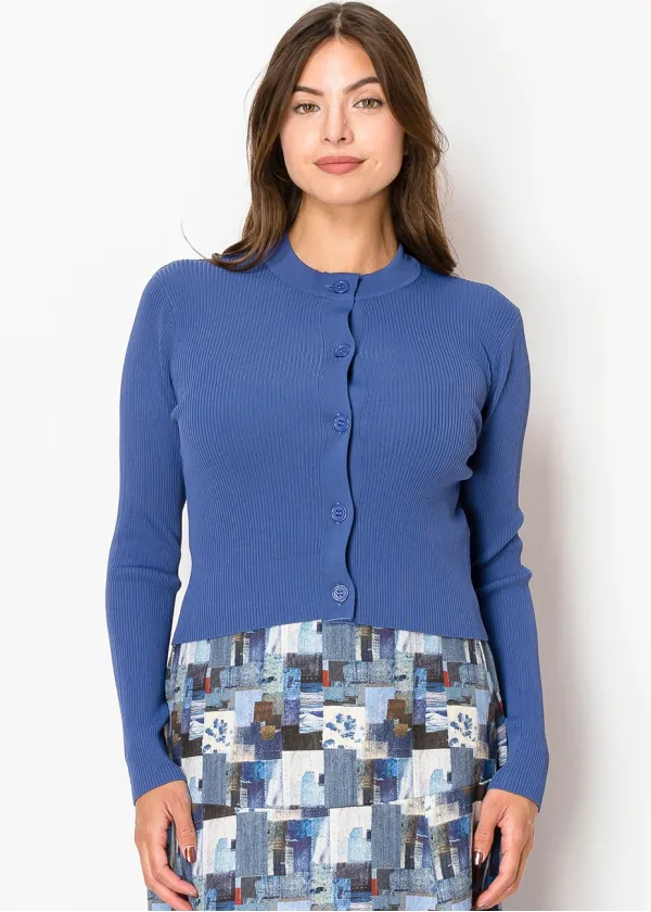 Sapphire Ribbed Button-Up Cardigan