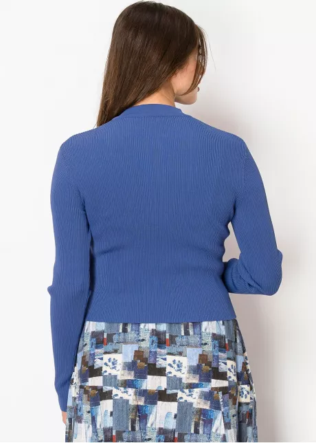Sapphire Ribbed Button-Up Cardigan