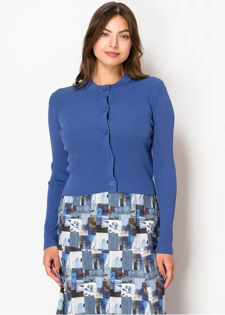 Sapphire Ribbed Button-Up Cardigan