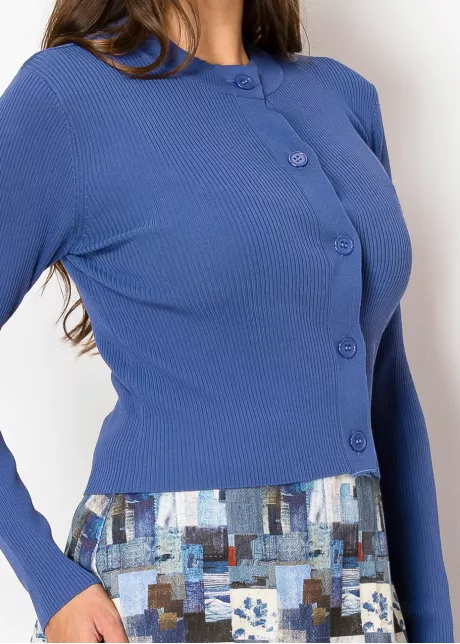 Sapphire Ribbed Button-Up Cardigan