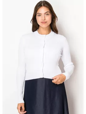 Classic White V-Neck Cardigan | Modest Women Clothing - YAL