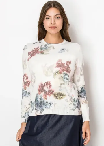 Off-White & Floral Harmony Sweater