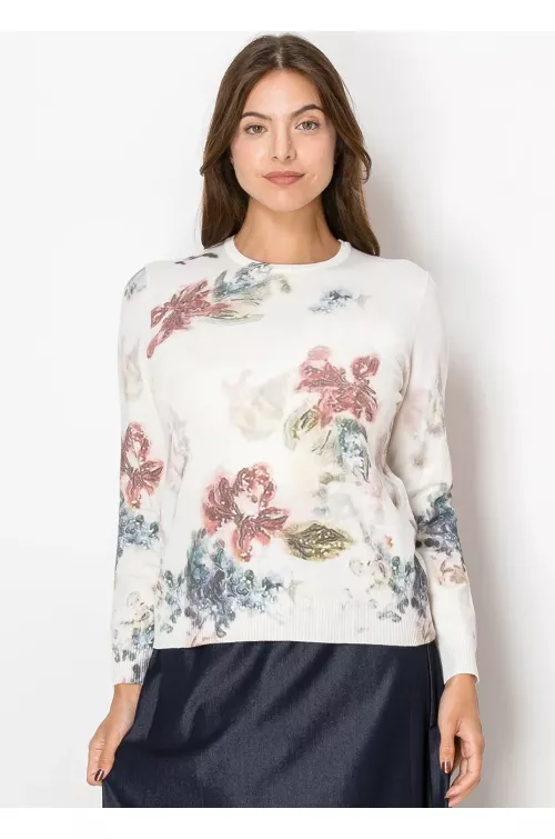 Off-White & Floral Harmony Sweater