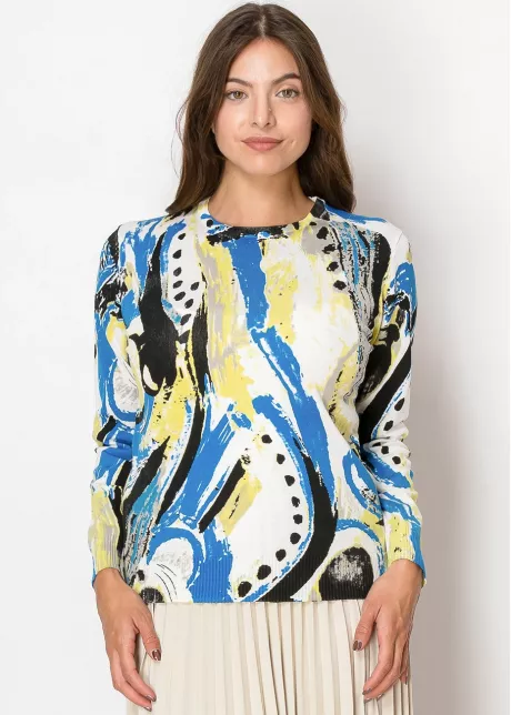 Blue & Yellow Abstract Sweater