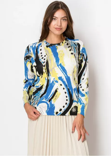 Blue & Yellow Abstract Sweater
