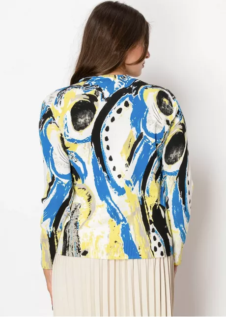 Blue & Yellow Abstract Sweater