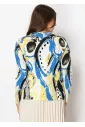 Blue & Yellow Abstract Sweater