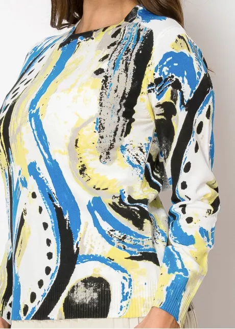 Blue & Yellow Abstract Sweater