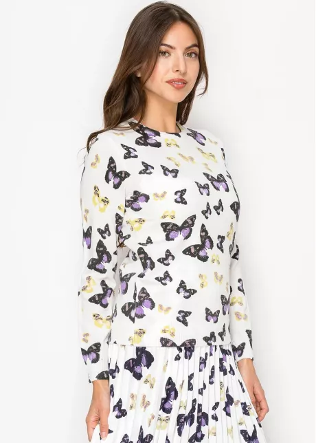 Soft White Knit Butterfly Sweater