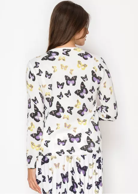Soft White Knit Butterfly Sweater