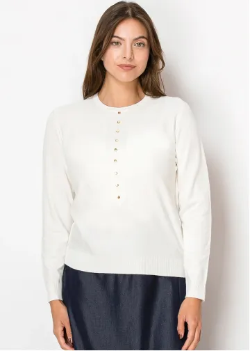 Golden Accent Ivory Knit Sweater