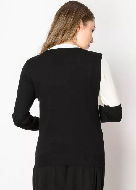 Two-Tone Contrast Panel Sweater