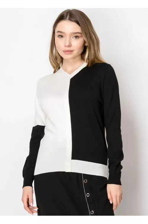 Two-Tone Contrast Panel Sweater