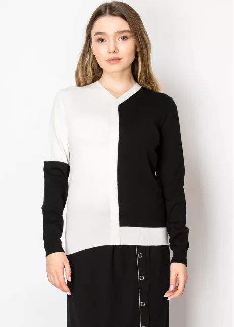 Two-Tone Contrast Panel Sweater