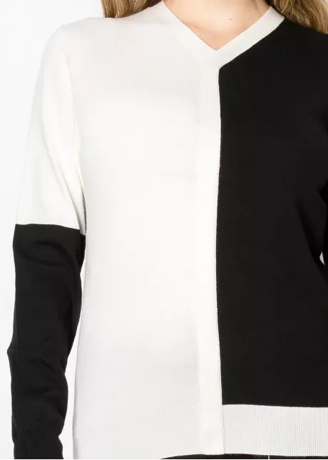 Two-Tone Contrast Panel Sweater