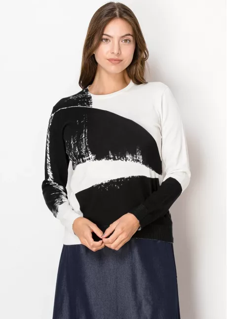 Abstract Black and White Sweater