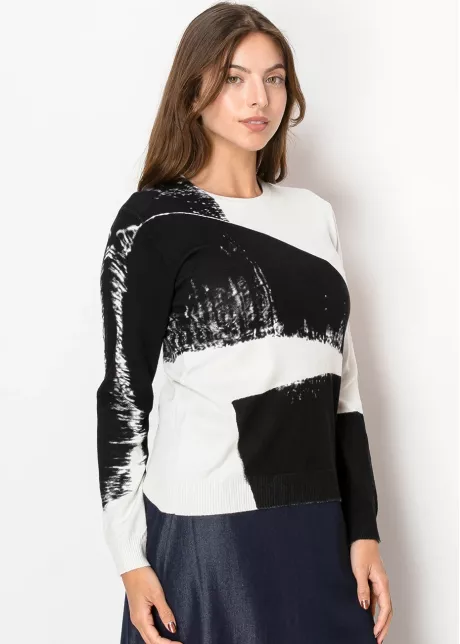 Abstract Black and White Sweater