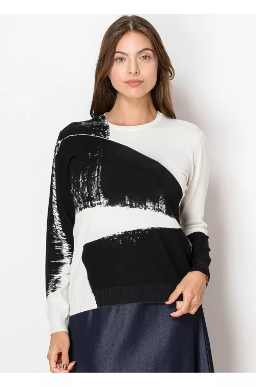 Abstract Black and White Sweater