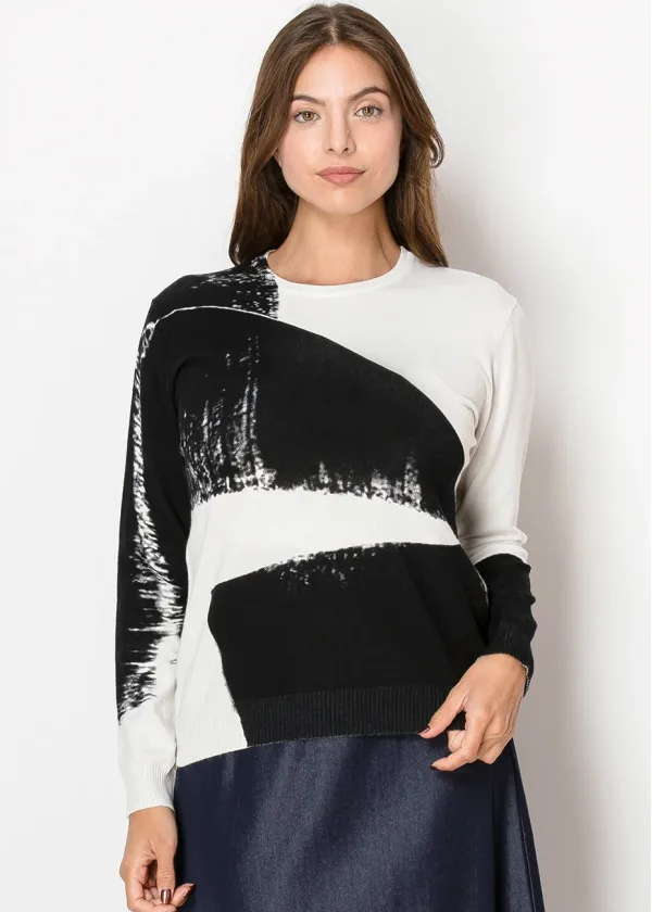 Abstract Black and White Sweater