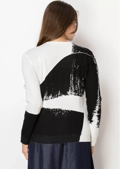 Abstract Black and White Sweater
