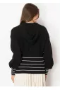 Black & White Striped Zip-Up Knit Hoodie