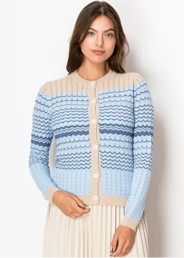 Light Blue Chevron Knit Cardigan