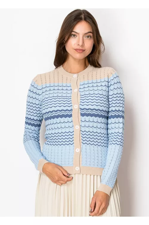 Light Blue Chevron Knit Cardigan