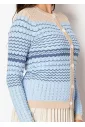 Light Blue Chevron Knit Cardigan