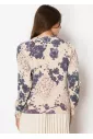 Floral Print Sweater in Beige and Purple