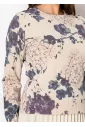 Floral Print Sweater in Beige and Purple