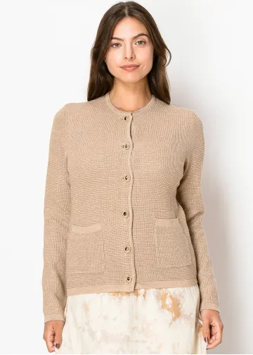 Classic Camel Button-Up Cardigan