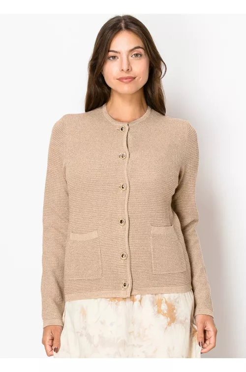 Classic Camel Button-Up Cardigan