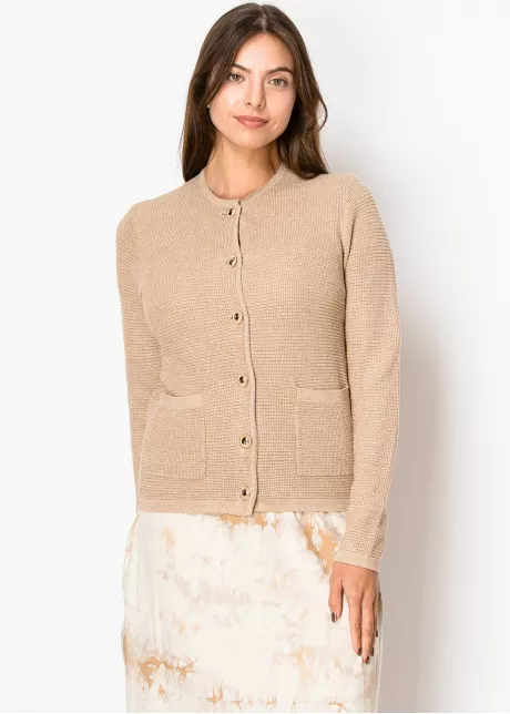 Classic Camel Button-Up Cardigan