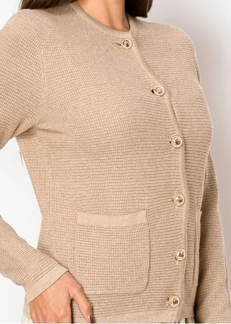 Classic Camel Button-Up Cardigan