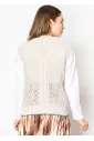 Open-Knit Beige Sweater Vest