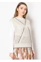 Open-Knit Beige Sweater Vest