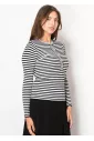 Black & White Striped Ribbed Knit Sweater