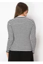 Black & White Striped Ribbed Knit Sweater