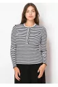 Black & White Striped Ribbed Knit Sweater