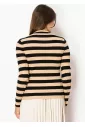 Camel & Black Striped Ribbed Sweater