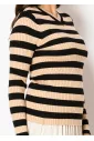 Camel & Black Striped Ribbed Sweater