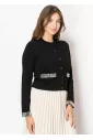 Black Pearl-Trimmed Cardigan